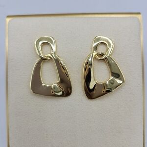 14kt Gold Plated Short Drop Earrings • Brand New • Pale Shiny Gold